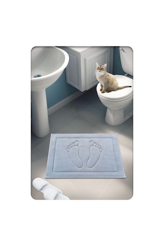 Buççin Online Mağaza Pamuk Dokuma Su Emici Banyo Paspası Ayak 60x40 Cm Gri Orta 6 - 12 Mm Pamuk Polyester Gri Çok Renkli