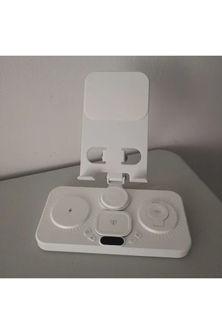 Topshop1 İphone 16 15 Pro Max 14 13 Serisi Pro 2 İpad Standı İwatch İçin Beyaz Hızlı Şarjlı Kablosuz Şarj İstasyonu Çoklu Cihaz Uyumlu