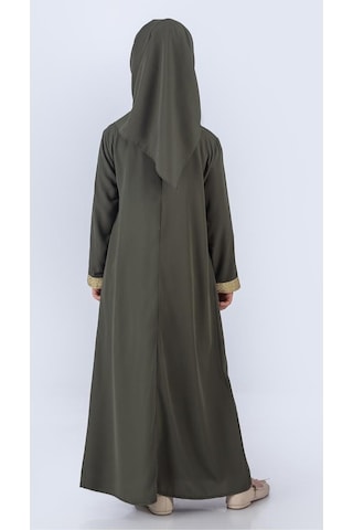 Medine İpek Kumaş Eşarplı Tesettür Namaz Elbise M00742 Yeşil