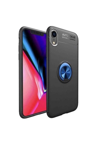Apple Uyumlu iPhone Xr 6.1 Kılıf Zore Ravel Silikon Kapak Siyah-Mavi