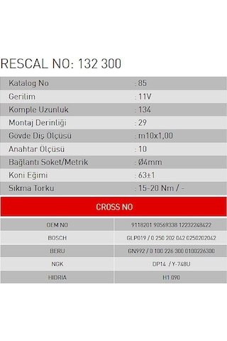 Isıtma Bujisi - Hyundai - Kia - Opel - Renault - Dacia - Et132300