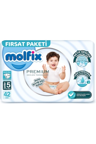 Molfix Premium Bebek Bezi Fırsat Paketi 5 Beden 11-18 Kg 42 Adet 5 Numara