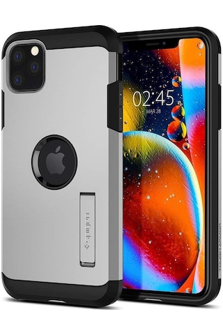 Spigen Apple Uyumlu iPhone 11 Pro İle Kılıf Tough Armor Satin Silver