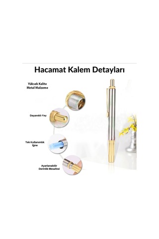 Metal Otomatik Hacamat Kalemi Seti Ve 100 Adet Hacamat İğnesi Hassas Ayarlanabilir Delme Kalemi