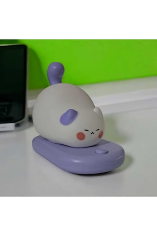 Dokunmatik Sevimli Pati Kedi Modelli Usb Şarjlı Led Karikatür Silikon Gece-masa Lambası Mavi