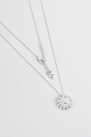 Işıltı Güneşi 18 Ayar Beyaz Altın Kaplama 45 Cm Gümüş Kolye Beyaz