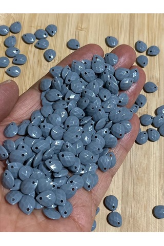 Gri Rengi Oya, Abiye, Takı, Örgü Plastik Gözyaşı Damla Boncuk. 25gr. Tahmini 195 Adet.