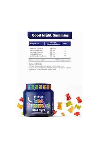Gummies Good Night Kıds 60 Çiğnenebilir Form