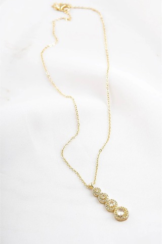 Ervanur Dört Sıra Zirkon Taşlı Su Yolu Kolye Altın