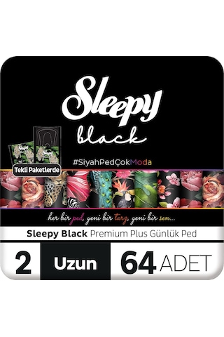 Sleepy Black Premium Plus Günlük Ped Uzun 64 Adet