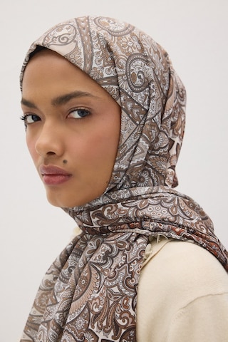 Mirsoy Scarf Eftelya Pamuk Etnik Desen Şal Kahverengi