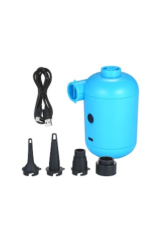 Fortunelane İki Yönlü Mavi Usb Elektrikli Hava Pompa - Pvc Materyal - 5v Dc 2a 4 Fişli Şişirme Havalandırma Cihazı