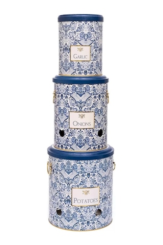 Azulejos Patates Soğan Sarımsak Saklama Kabı 3'lü Set - Metal Patates & Soğanlık - 3'lü Set - Dayanıklı Ve Şık Tasarım - Azulejos Koleksiyonu Azulejos Patates Soğan Sarımsak Saklama Kabı 3'lü Set - Metal Patates & Soğanlık - 3'lü Set - Dayanıklı Ve Şık Tasarım - Azulejos Koleksiyonu