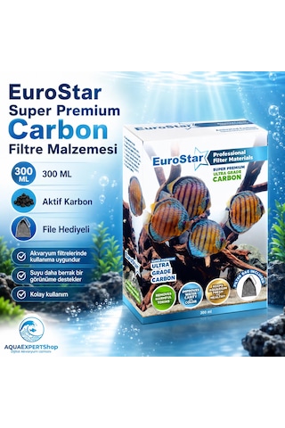 Eurostar Akvaryum Filtre Malzemesi - Aktif Karbon - Super Premium Carbon - 300 Ml - File Hediyeli