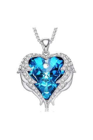 Monemel Kristal Taşlı Kalp Kolye Altın Kaplama N0836 Gümüş - Rodyum