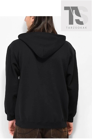 Tarzsokak Trasher Skate Sweatshirt Fermuarlı Hırka Siyah Siyah