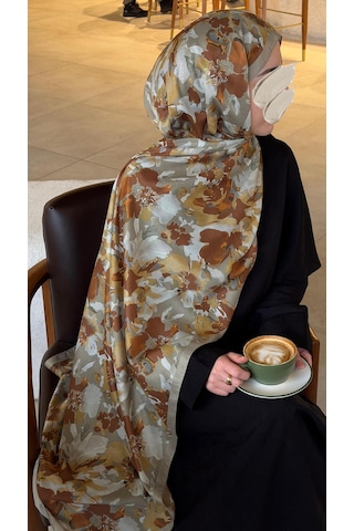 Qalortex Scarf Pamuklu Garden Desen Şal-küf Yeşil