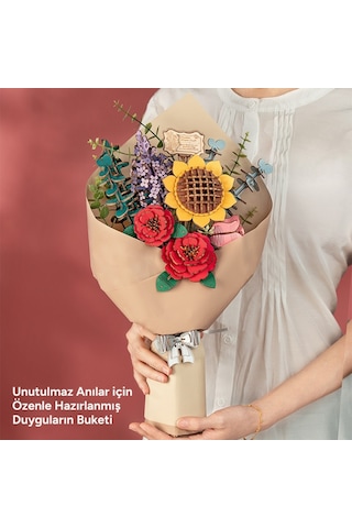 Rowood Tw01h Çiçek Buketi Wooden Flower Bouquet Dıy Minyatür Maket Model Seti Ahşap 3d Wooden Puzzle 3d Model Kit Detaylı Dekoratif Hobi Seti Ahşap Maket