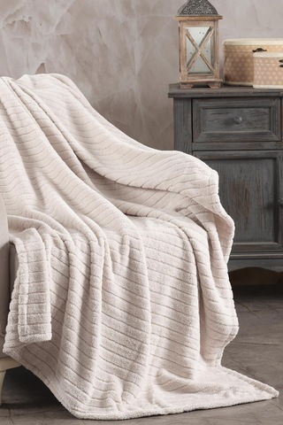 Zeynep Tekstil Cotonila Comfy Çizgili Wellsoft Tv Battaniyesi Krem 110 x 180