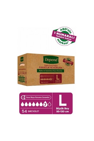 Depend Emici Külot Kadın Hasta Bezi L 6 x 9'lu