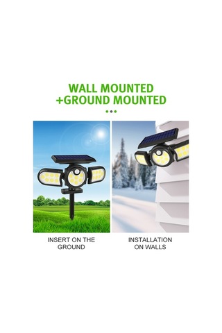 Besthome1 3 Kafa Güneş Enerjili Duvar/zemin Lambası, 78cob Led Beyaz Işık, 3 Mod, 2x1200mah Batarya, Ip65 Koruma