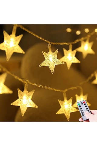 12 Metre 100 Led Yıldız Işık Sarı Renk Usb Kumandalı 8 Modlu Dekoratif Led Aydınlatma Sarı Işık