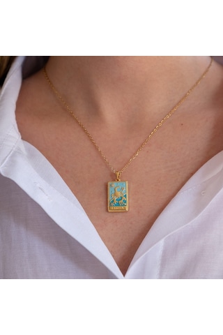 Çelik Kolye Akrep Burcu Renkli Tarot Model - K-138 Altın