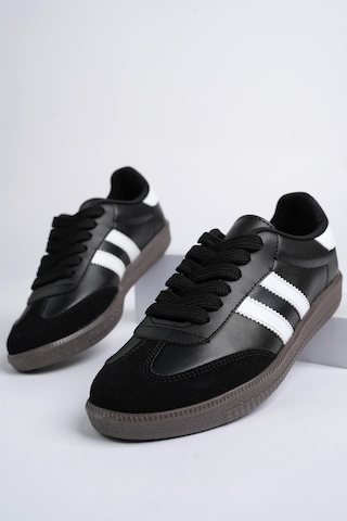 Muggo Gordon Unisex Ortopedik Günlük Bağcıklı Sneaker Spor Ayakkabı - Siyah