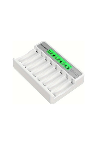 Xuweiwei Pujimax 8 Yuvalı Akıllı Pil Şarj Cihazı Lcd Ekran Beyaz Aaa Aa Ni Mh Ni Cd Şarj Usb