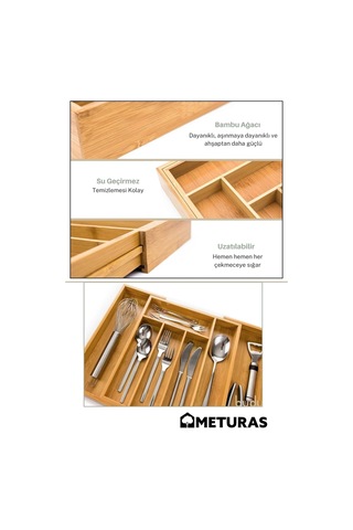 Meturas Mutfak Bambu Ayarlanabilir Çekmece Içi Ölçü Ayarlı Kaşıklık 5-7 Bölmeli Sku: Smg8690010572387