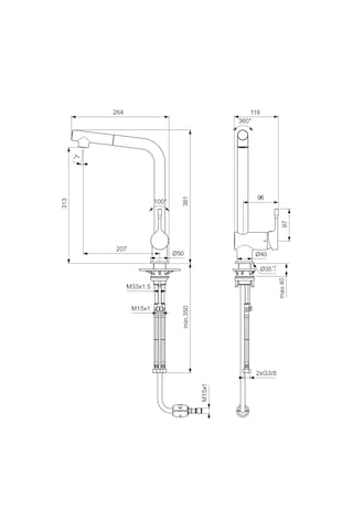 Ideal Standard Ceralook 1F - BC176AA Kuğu Spiralli Eviye Bataryası Krom