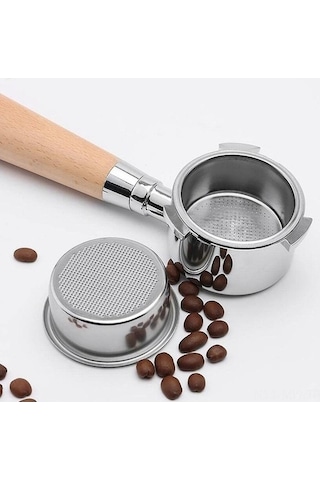 Flybuy Ahşap Saplı Paslanmaz Çelik Espresso Filtre Sepeti - Profesyonel Kahve Ekipmanı, Yedek Parça, 51mm Uyumluluk Diğer