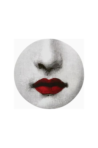 Fornasetti Tema E Variazioni N.397 Yuvarlak Porselen Mücevher Kutusu Saklama Kutusu Siyah-beyaz-kırmızı