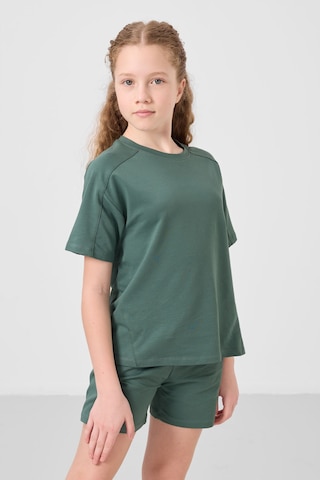 Açık Yeşil Pamuklu Yumuşak Dokulu Standart Fit Basic Kız Çocuk Şort Takım - 75184 Yeşil