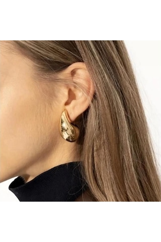 Gümüş Paslanmaz Çelik Altın Kaplama Gözyaşı Damlası Küpe Kadınlar İçin Dupes Hafif Pürüzsüz Metal Su Damlası Hoop Küpeler Trendy Takı