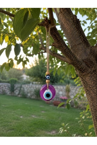 Nazar Boncuğu Dikiz Aynası Süsü Pembe Renkli 4 Cm Duvar Süsü El Yapımı Cam Kapı Süsü Araba