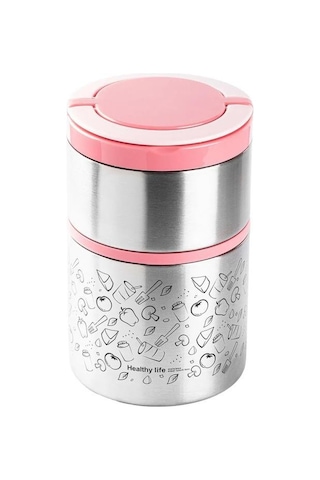 Tedemei 2 Katlı Yemek Termos Taşıma Kabı 930 Ml Pembe