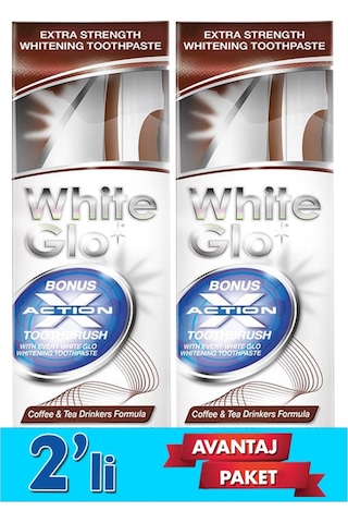 White Glo Çay & Kahve Tüketenlere Beyazlatıcı Diş Macunu 100 ML + Diş Fırçası x 2