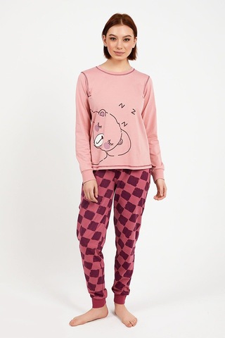 Roly Poly 2981 Bear Pembe Kadın Uzun Kol Pijama Takım Gül