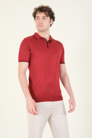 Giyim Dünyası Erkek Çıtçıtlı Yaka Biyeli Merserize T-shirt Bordo 001