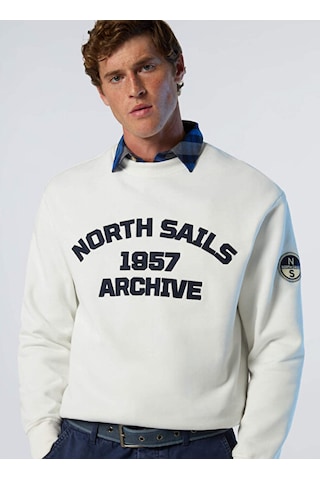 North Sails Kırık Beyaz Erkek %100 Pamuk Sweatshirt Ns0000691129