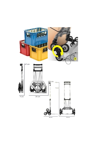 Staxx Merdiven Çıkabilen Koli Yük Paket Taşıma Arabası 80kg