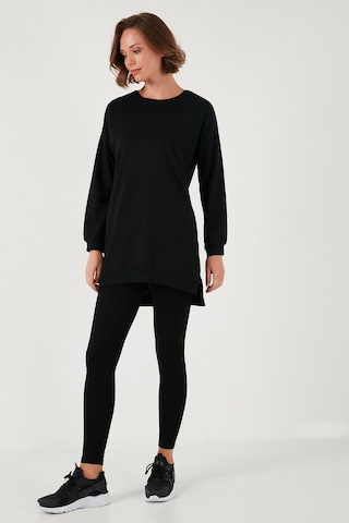 Lela Modest Pamuklu Bisiklet Yaka Oversize Fit Bayan Tunik 5864896 Siyah