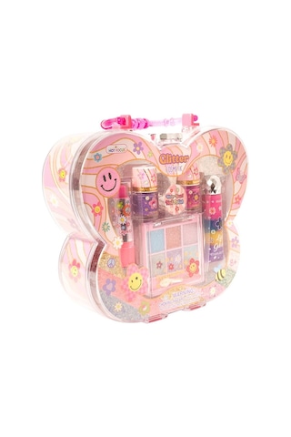 Parıltılı Taşınabilir Kozmetik Seti Çocuk Makyaj Oyuncak Seti Akrilik Çantalı