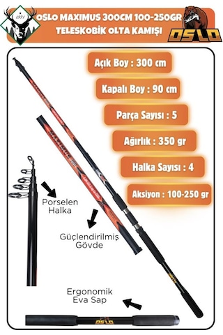 Oslo Maximus 300cm 250gr Teleskopik Olta Kamışı