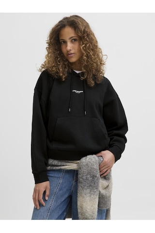 Kadin Minimal Logo Baskili Kapüsonlu Sweatshirt - Studio - 12280152 Black