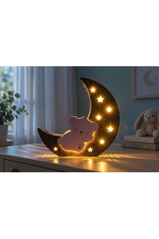 Çocuk Odası Ayıcık Led Gece Lambası Pembe