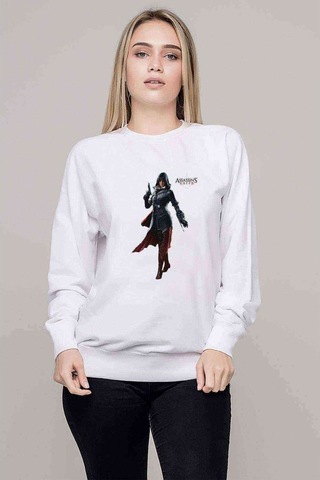 Assassins Creed Unity Elise Baskılı Beyaz Kadın Sweatshirt