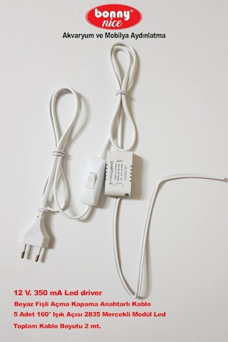 Akvaryum Modül Led Aydınlatma Işık Anahtarlı 5'li Beyaz