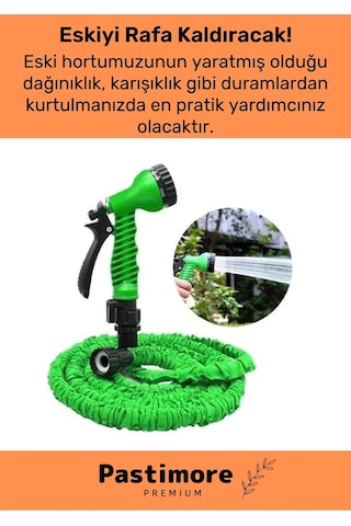 Dayanıklı Kırılmaz 3 Modlu Uzayan Bahçe Sulama Araç Yıkama Hortumu 5 /15 Metre